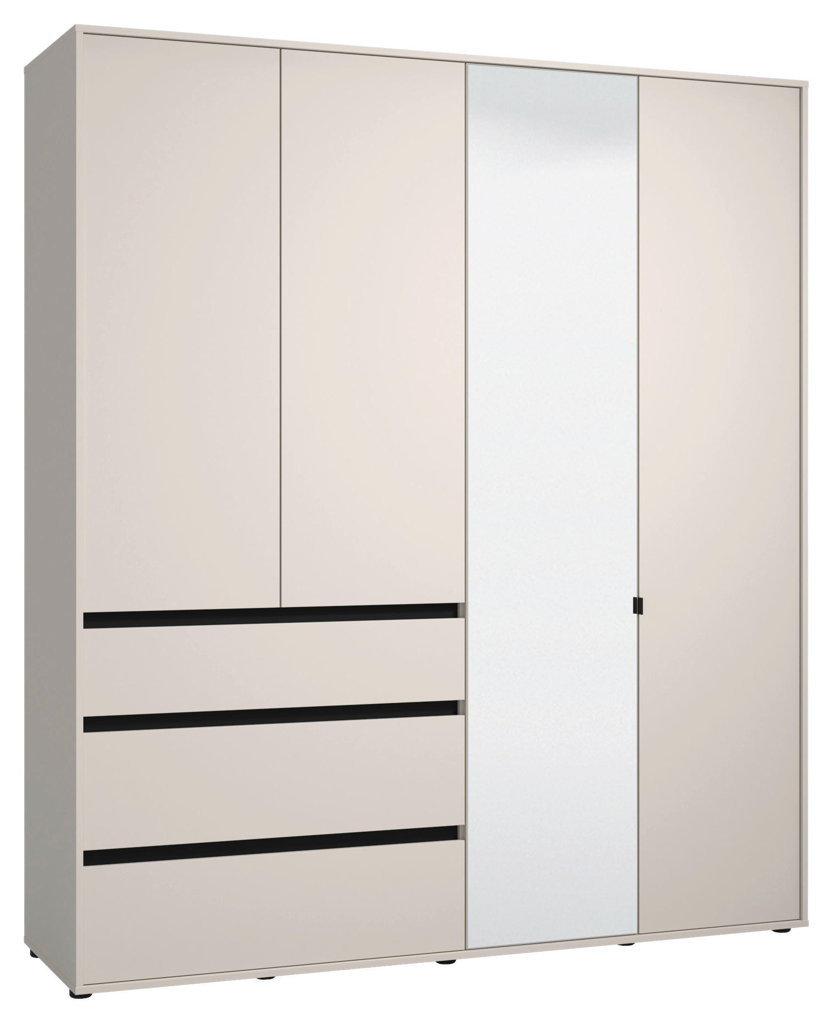 DREHTÜRENSCHRANK 3-türig Schwarz, Kaschmir  - Kaschmir/Schwarz, Basics, Glas/Holzwerkstoff (182,5/210,5/54,5cm) - Xora