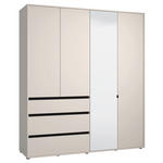 DREHTÜRENSCHRANK 3-türig Schwarz, Kaschmir  - Kaschmir/Schwarz, Basics, Glas/Holzwerkstoff (182,5/210,5/54,5cm) - Xora