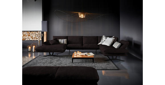 WOHNLANDSCHAFT in Echtleder Dunkelbraun - Dunkelbraun/Schwarz, Natur, Leder/Metall (155/359/217cm) - Dieter Knoll