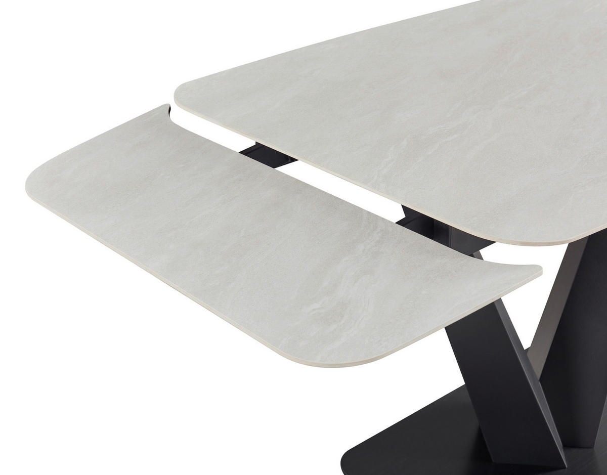 ESSTISCH Schwarz, Weiß rechteckig  ausziehbar  - Schwarz/Weiß, Design, Keramik/Metall (120-180/90/76cm) - Novel