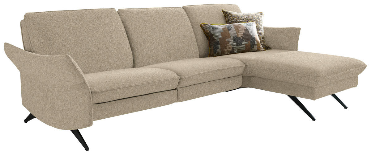 ECKSOFA in Mikrofaser Hellbraun  - Hellbraun/Anthrazit, Design, Textil/Metall (262/158cm) - Himolla Komfortklass