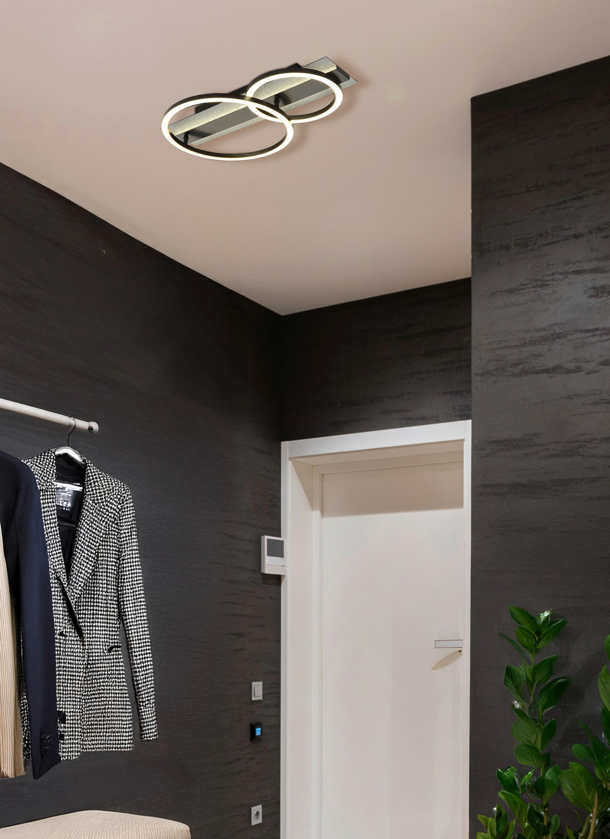 LED-DECKENLEUCHTE 48,2/30/8,8 cm   - Silberfarben/Schwarzchrom, Design, Kunststoff/Metall (48,2/30/8,8cm) - Globo