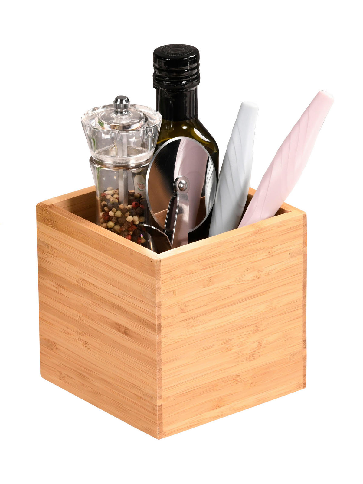 KUTIJA ZA PRIBOR ZA JELO - prirodna boja, Osnovno, drvo (13/13/13cm) - Kesper