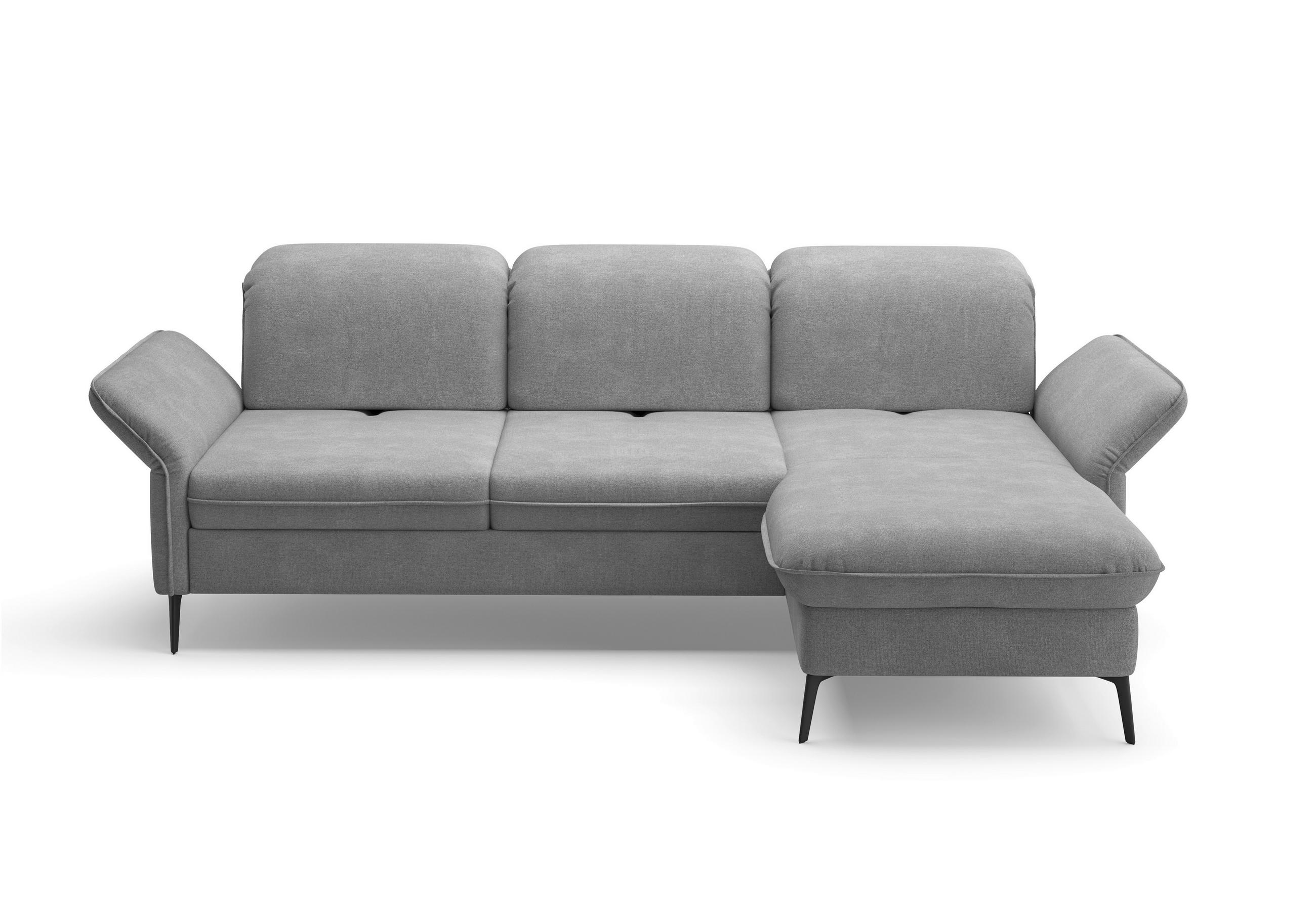 ECKSOFA in Flachgewebe Grau  - Schwarz/Grau, Konventionell, Textil/Metall (264/198cm) - Sit & More