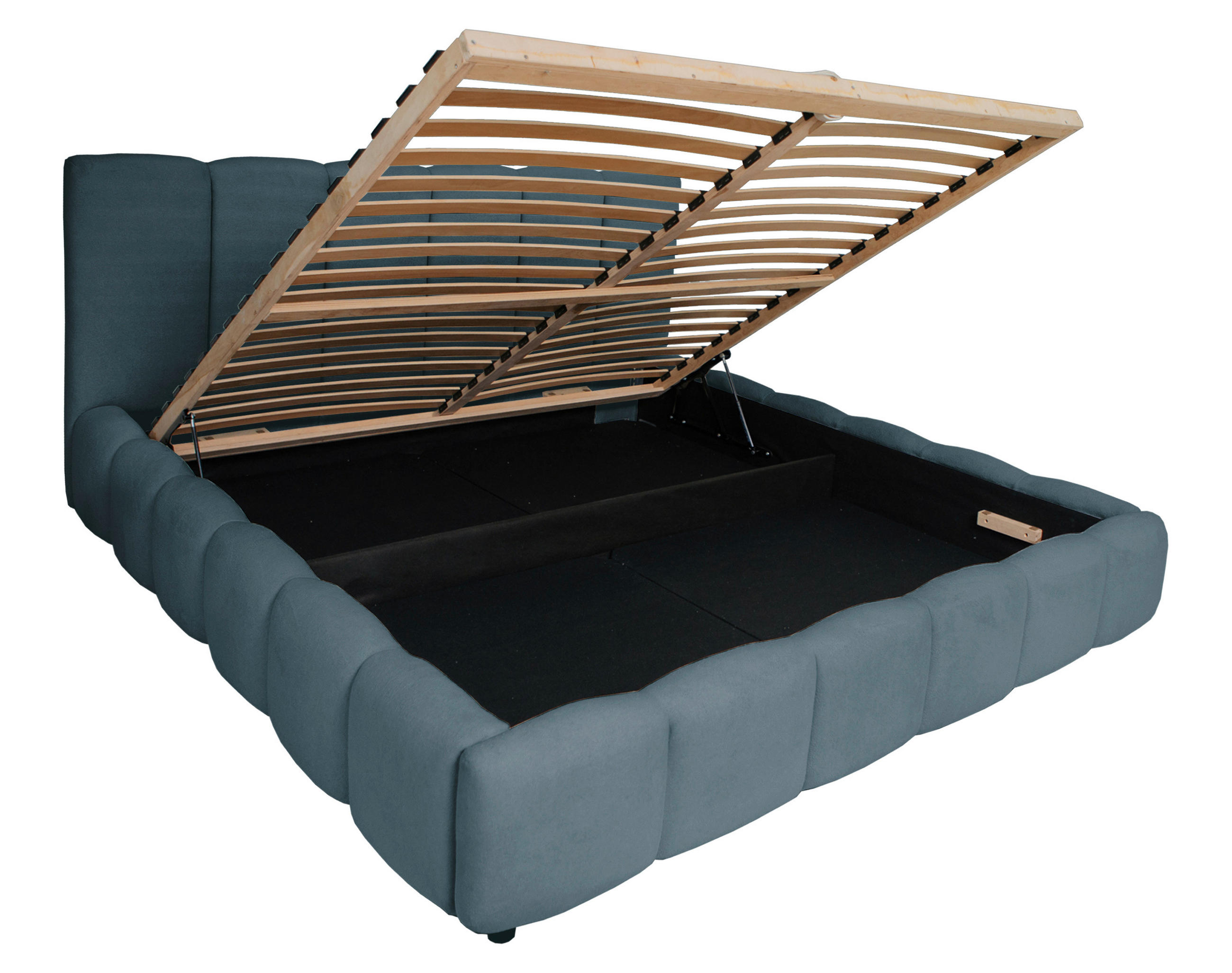 POLSTERBETT 180/200 cm,  in Dunkelblau, Lattenrost, Bettkasten,  - Schwarz/Dunkelblau, KONVENTIONELL, Holz/Kunststoff (180/200cm) - Boxxx