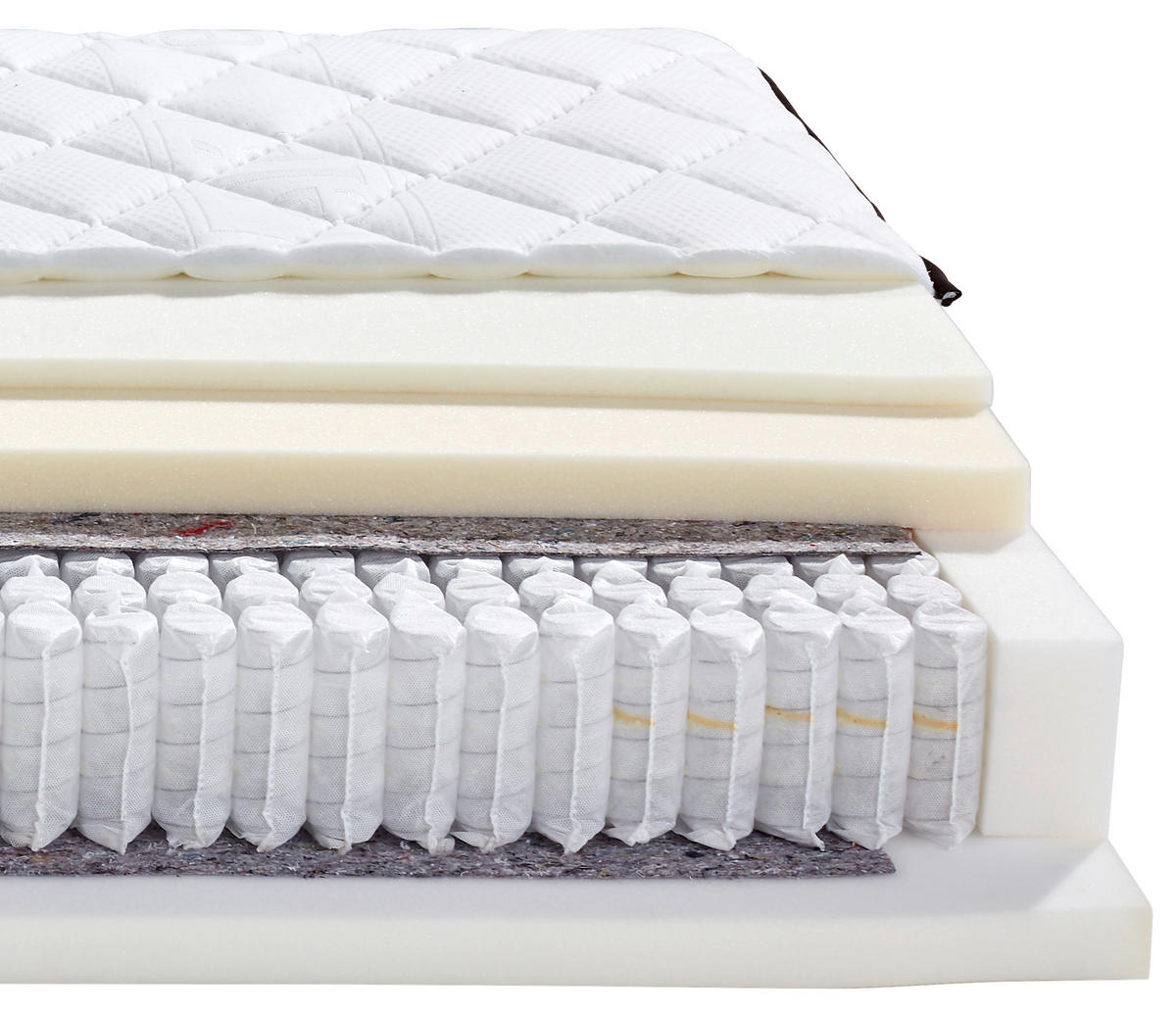 TASCHENFEDERKERNMATRATZE 90/200 cm, Höhe ca.: 25 cm, Wendematratze mit unterschiedlichen Härtegraden, H2 + H3 = mittel + fest, 7-Zonen - Weiß, Textil (90/200cm) - Ele