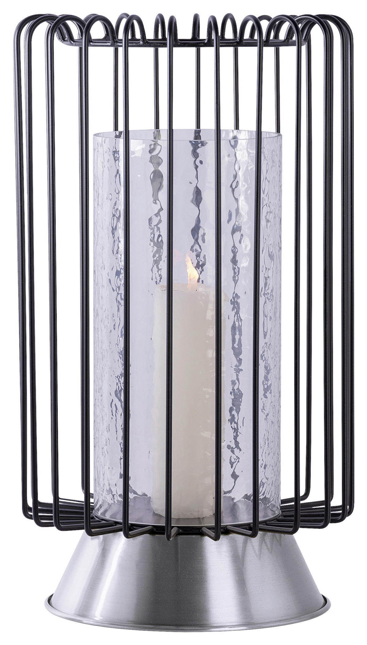 KERZENHALTER - Silberfarben/Schwarz, Trend, Glas/Metall (22.5/22.5/40cm) - Kayoom