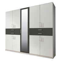 ORMAR ZA ODJEĆU  225/208/58 cm    - bijela/srebrne boje, Moderno, staklo/drvni materijal (225/208/58cm) - Hom`in