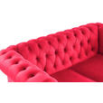 CHESTERFIELD-SOFA Samt Rot, Schwarz  - Rot/Schwarz, Trend, Holz/Textil (165/75/87cm) - Xora