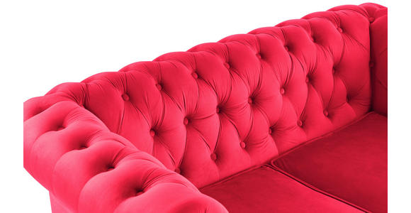 CHESTERFIELD-SOFA Samt Rot, Schwarz  - Rot/Schwarz, Trend, Holz/Textil (165/75/87cm) - Xora