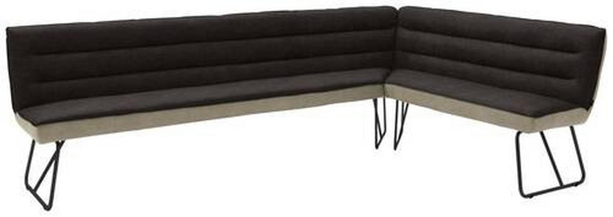 ECKBANK 304/184 cm  in Anthrazit, Edelstahlfarben, Greige  - Edelstahlfarben/Greige, Design, Textil/Metall (304/184cm) - Dieter Knoll