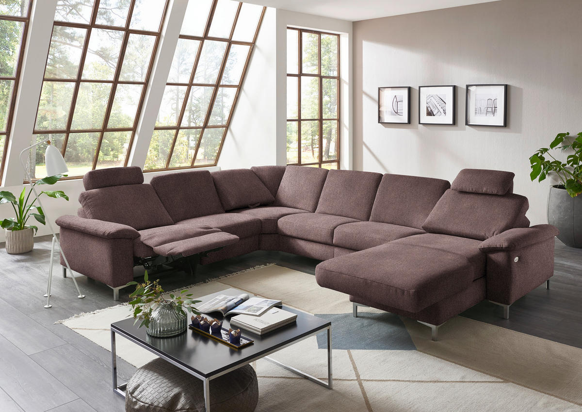 WOHNLANDSCHAFT in Chenille Braun  - Alufarben/Braun, Design, Textil/Metall (265/333/170cm) - Dieter Knoll