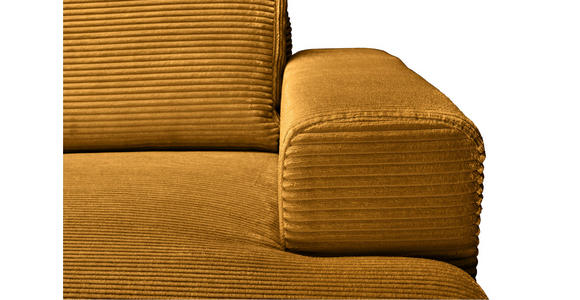 ECKSOFA Currygelb Cord Rückenkissen, Bettkasten, Schlaffunktion, Rücken echt, Liegefläche im Originalstoff  - Currygelb/Schwarz, KONVENTIONELL, Textil/Metall (240/150cm) - Carryhome