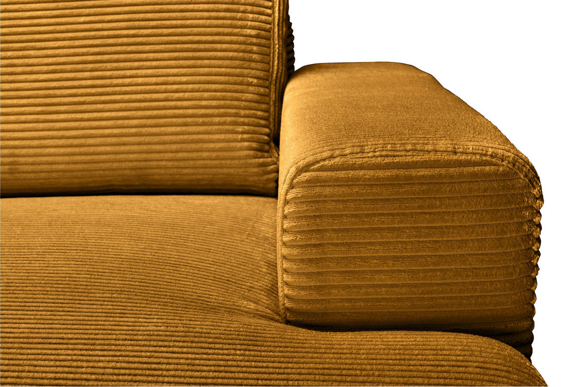 ECKSOFA Currygelb Cord  - Currygelb/Schwarz, KONVENTIONELL, Textil/Metall (240/150cm) - Carryhome