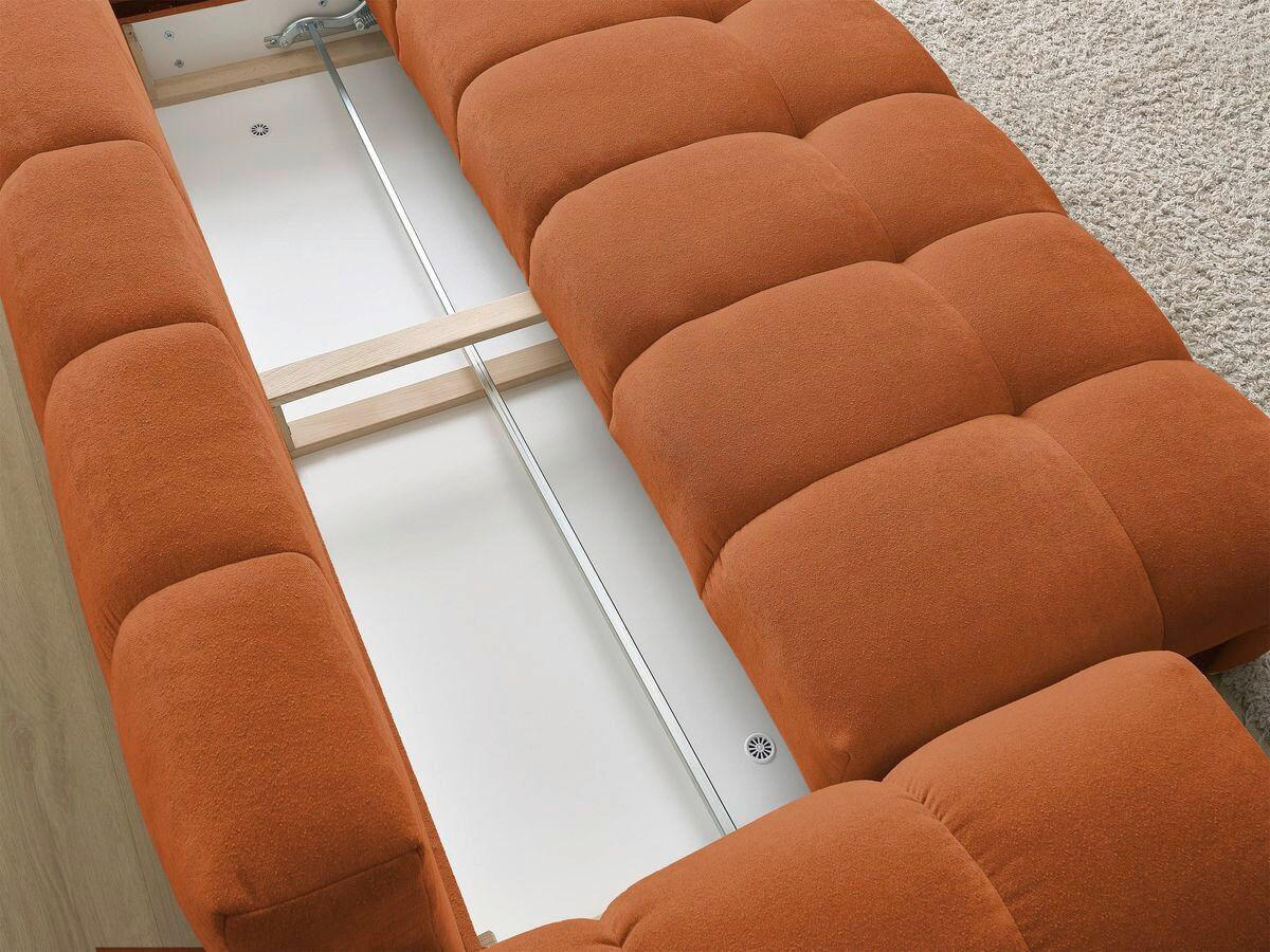 SCHLAFSOFA EVEREST  mit Rücken echt, Armteil links, Armteil rechts Struktur Orange  - Schwarz/Orange, MODERN, Kunststoff/Textil (278/90/115cm)