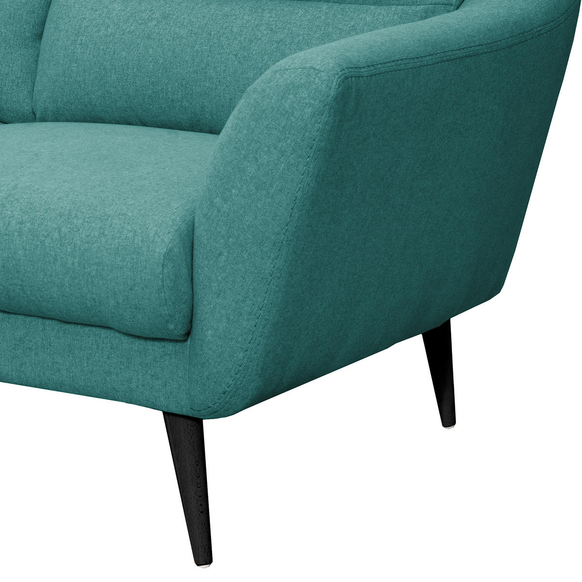 2,5-SITZER Webstoff Türkis  - Türkis/Schwarz, Design, Holz/Textil (187/87/88cm) - Livetastic