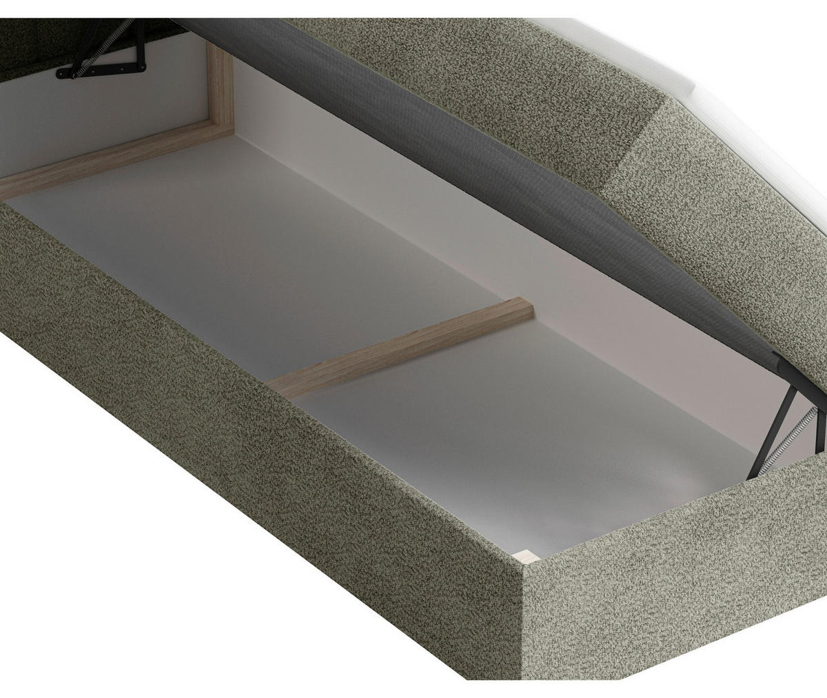 BOXBETT 160/200 cm,  in Grün, Bettkasten, Topper,  - Schwarz/Grün, MODERN, Holz/Kunststoff (160/200cm) - MID.YOU