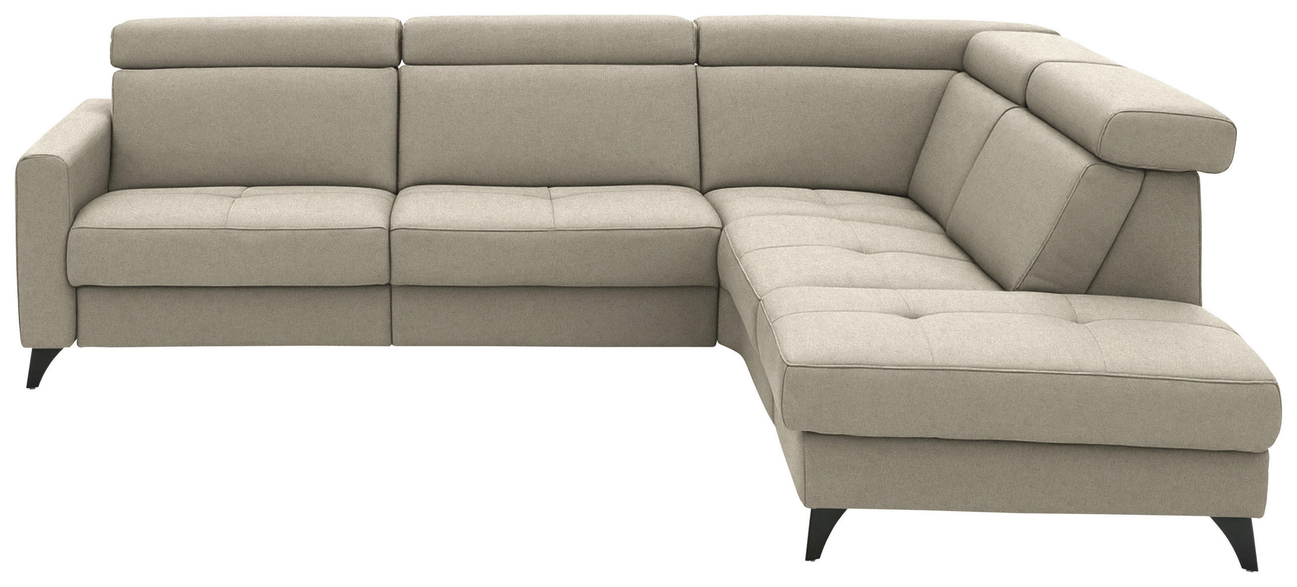 ECKSOFA Flachgewebe Sahara  - Schwarz/Sahara, Konventionell, Textil/Metall (276/214cm) - Beldomo System