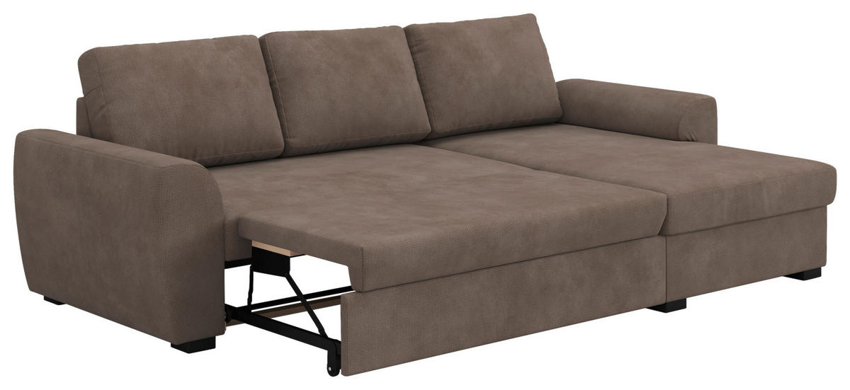 ECKSOFA  in Mikrofaser Taupe  253/154 cm  - Taupe/Schwarz, Trend, Kunststoff/Textil (253/154cm) - MID.YOU
