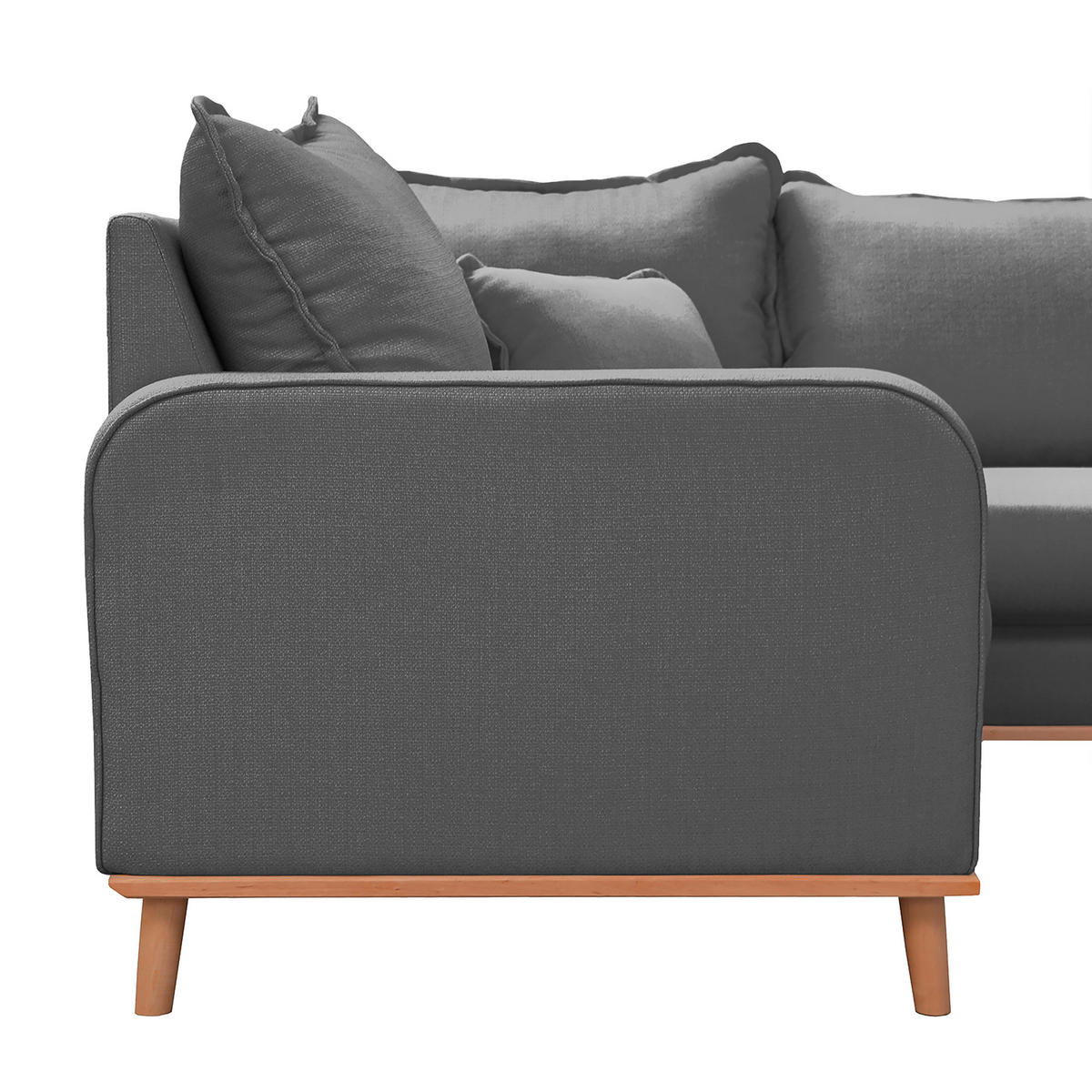 WOHNLANDSCHAFT Grau Textilgeflecht  - Wengefarben/Grau, Design, Holz/Textil (167/296/170cm) - Livetastic