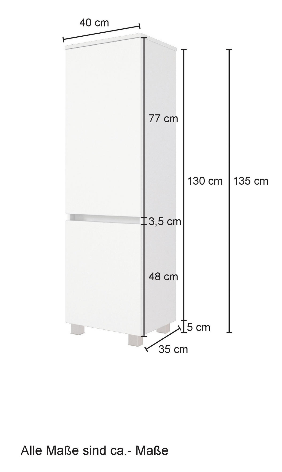 MIDISCHRANK 40/130/35 cm  - Eichefarben/Silberfarben, KONVENTIONELL, Holzwerkstoff/Kunststoff (40/130/35cm) - Held