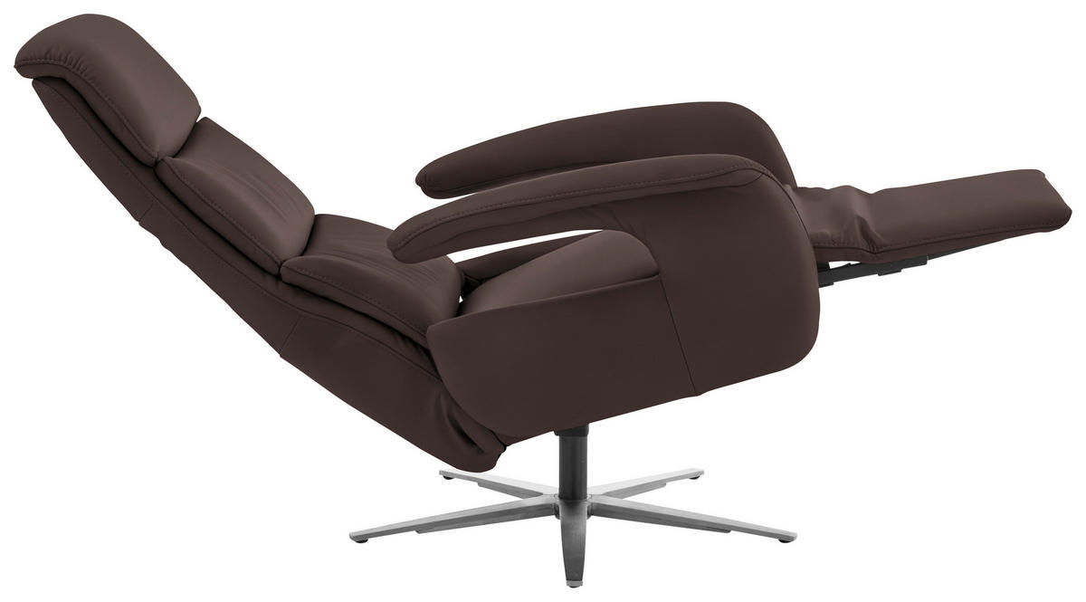 RELAXSESSEL in Leder Braun  - Edelstahlfarben/Braun, Design, Leder/Metall (76/119/86cm) - Dieter Knoll