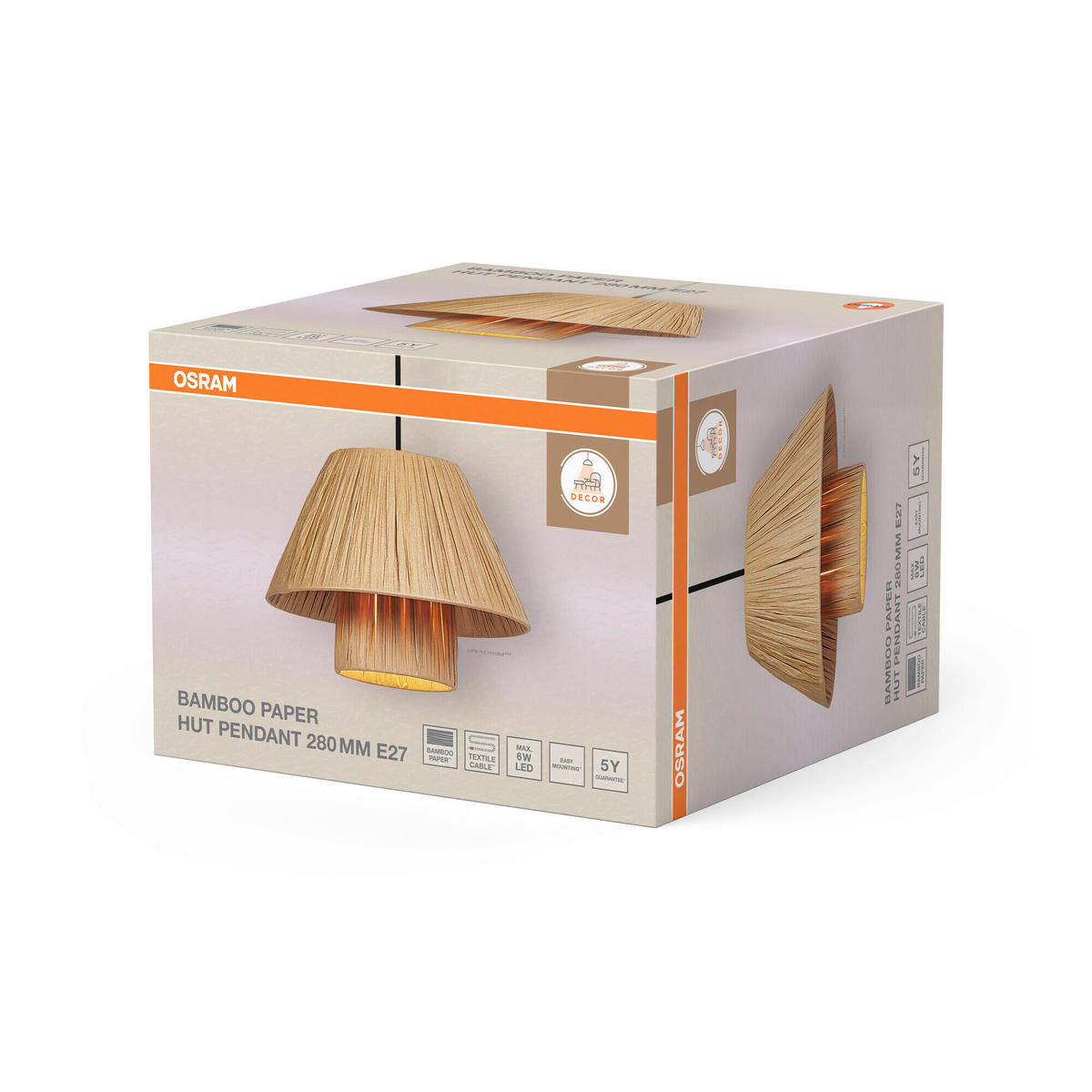 HÄNGELEUCHTE 28/120 cm  - Braun, Natur, Naturmaterialien/Metall (28/120cm) - Osram