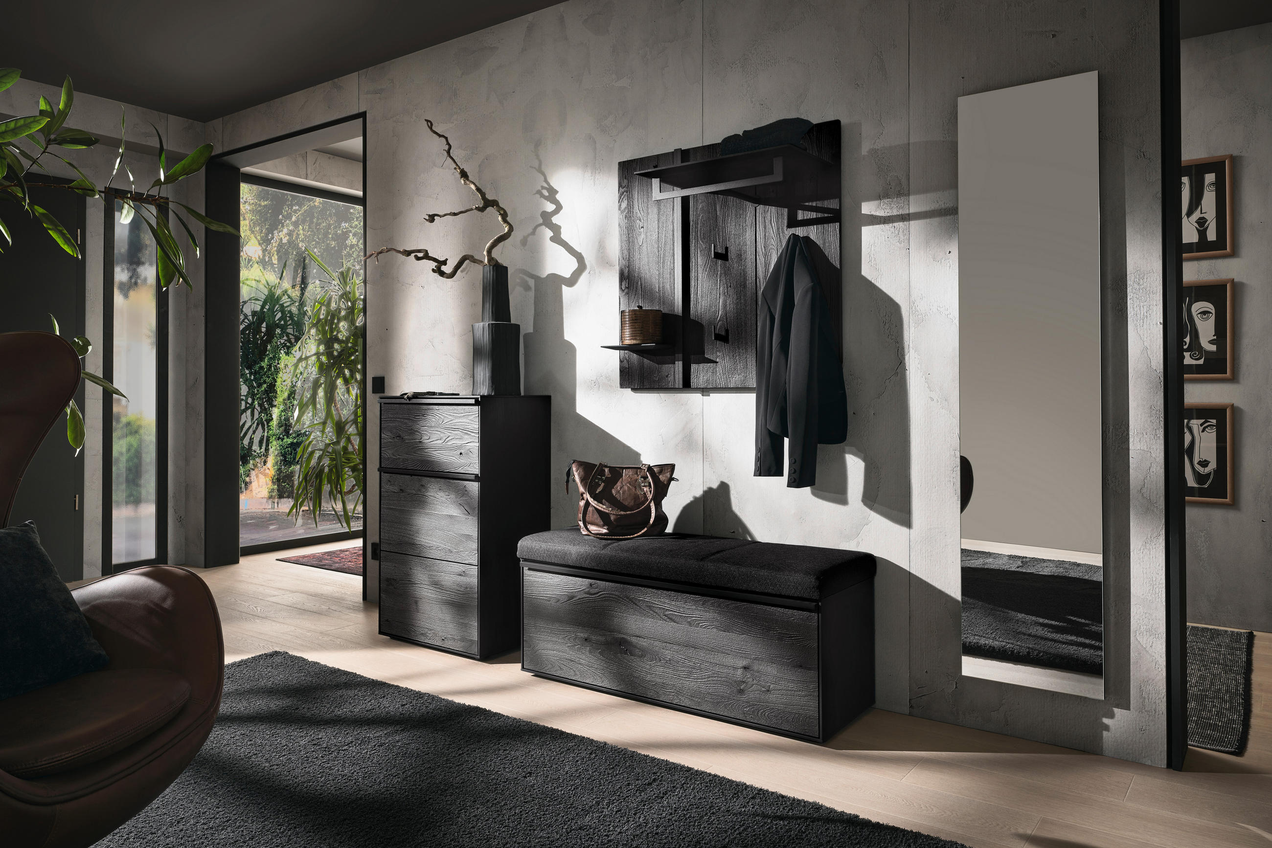 GARDEROBENBANK 118/50/41 cm - Anthrazit, Design, Holz/Textil (118/50/41cm) - Johann Jakob
