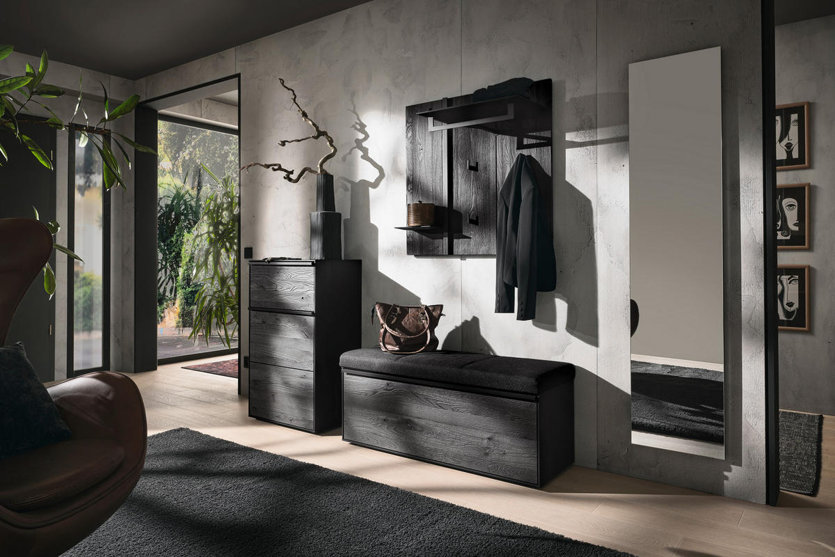 GARDEROBENBANK 118/50/41 cm  - Anthrazit, Design, Holz/Textil (118/50/41cm) - Johann Jakob