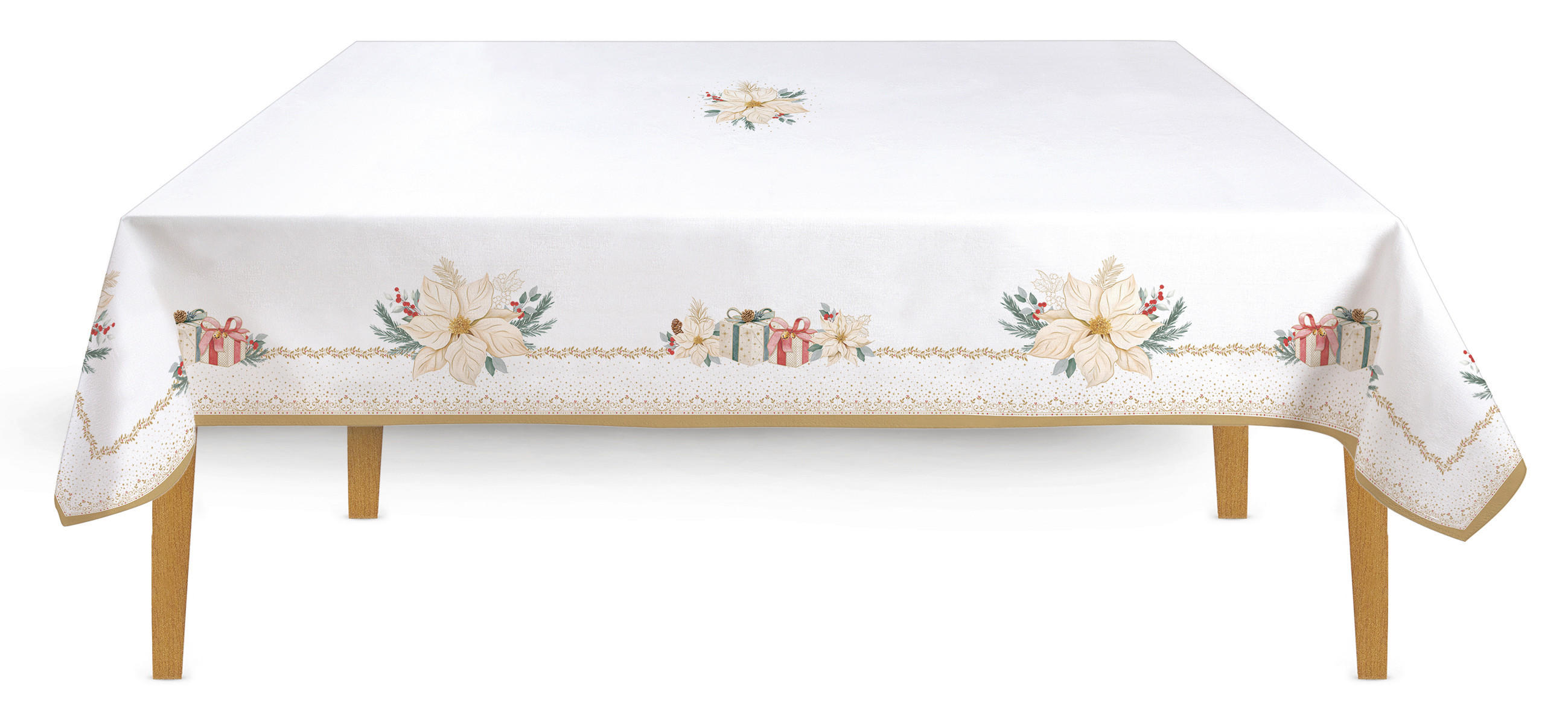 TISCHDECKE White Elegance 250/145 cm  - Champagner/Salbeigrün, Basics, Textil (250/145cm) - POZZI AND EASY LIFE