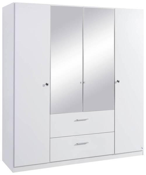 DREHTÜRENSCHRANK 4-türig Weiß  - Weiß, Basics, Glas/Holzwerkstoff (181/197/54cm) - Xora