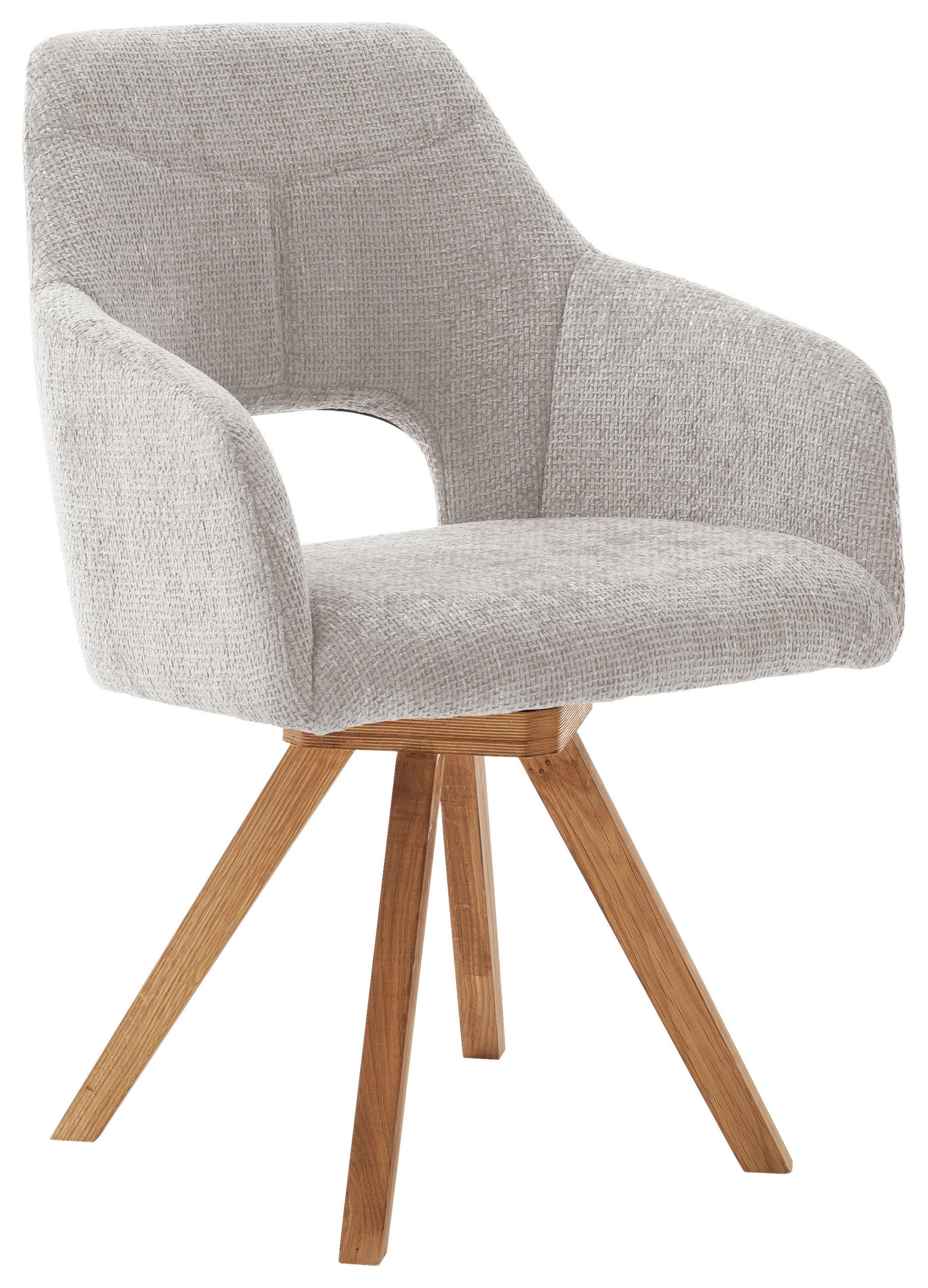 ARMLEHNSTUHL in Holz, Textil Weiß, Wildeiche  - Wildeiche/Weiß, Design, Holz/Textil (57/84/57cm) - Voleo