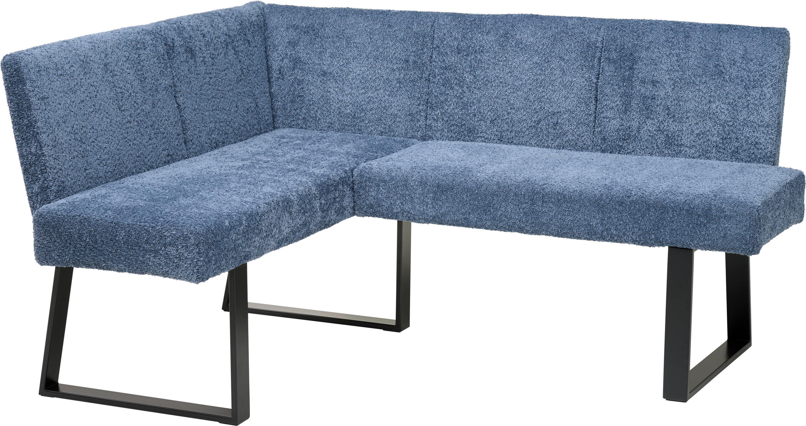 ECKBANK Metall, Textil Dunkelblau  - Schwarz/Dunkelblau, Konventionell, Textil/Metall (130/160cm) - MID.YOU