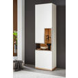 VITRINE  in furniert Balkeneiche Weiß, Wildeiche - Wildeiche/Edelstahlfarben, Design, Glas/Holz (60/218/42cm) - Dieter Knoll