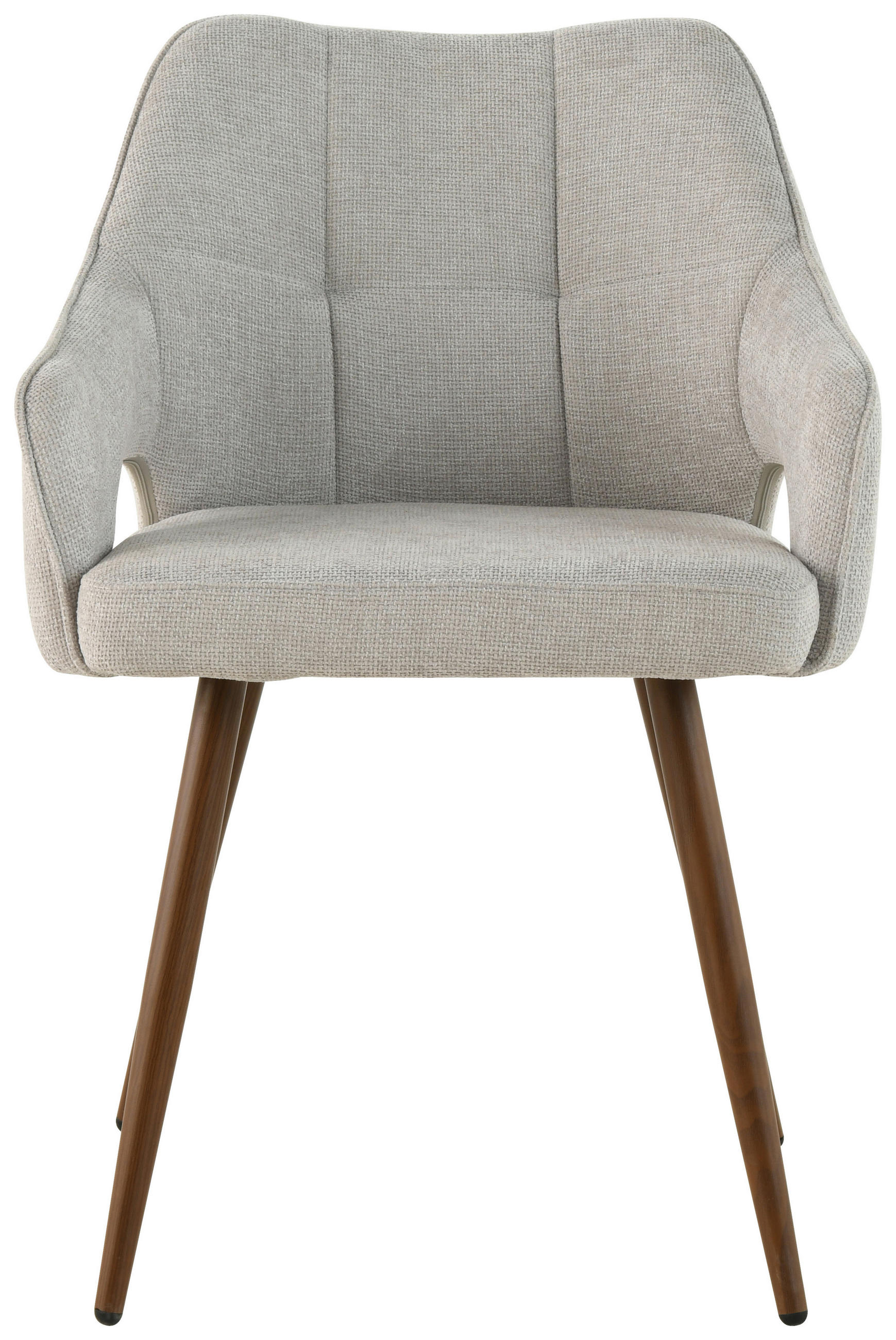 ARMLEHNSTUHL  in Eisen Leinenoptik  - Hellbraun/Walnussfarben, LIFESTYLE, Holz/Textil (55/80/60cm) - MID.YOU