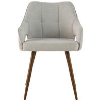 STOLIČKA S PODRÚČKAMI, železo, vzhľad ľanu, svetlohnedá - svetlohnedá/farba vlašského orecha, Lifestyle, kov/drevo (55/80/60cm) - MID.YOU