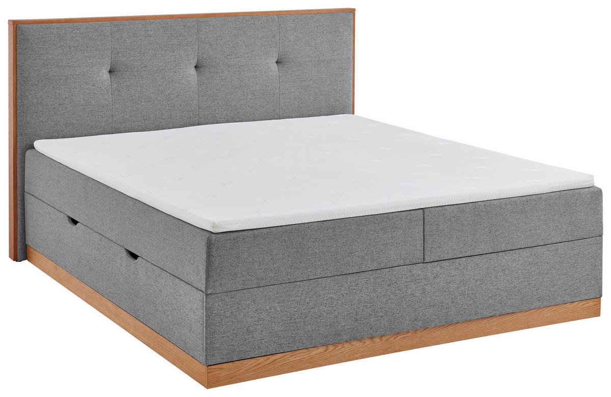 BOXBETT 180/200 cm  in Grau  - Eichefarben/Grau, Basics, Holzwerkstoff/Textil (180/200cm) - Boxxx