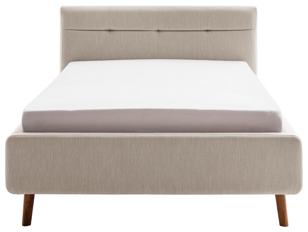 POLSTERBETT Bettkasten, Lattenroste Beige 140/200 cm  - Eichefarben/Birkefarben, KONVENTIONELL, Holz/Textil (140/200cm) - Boxxx