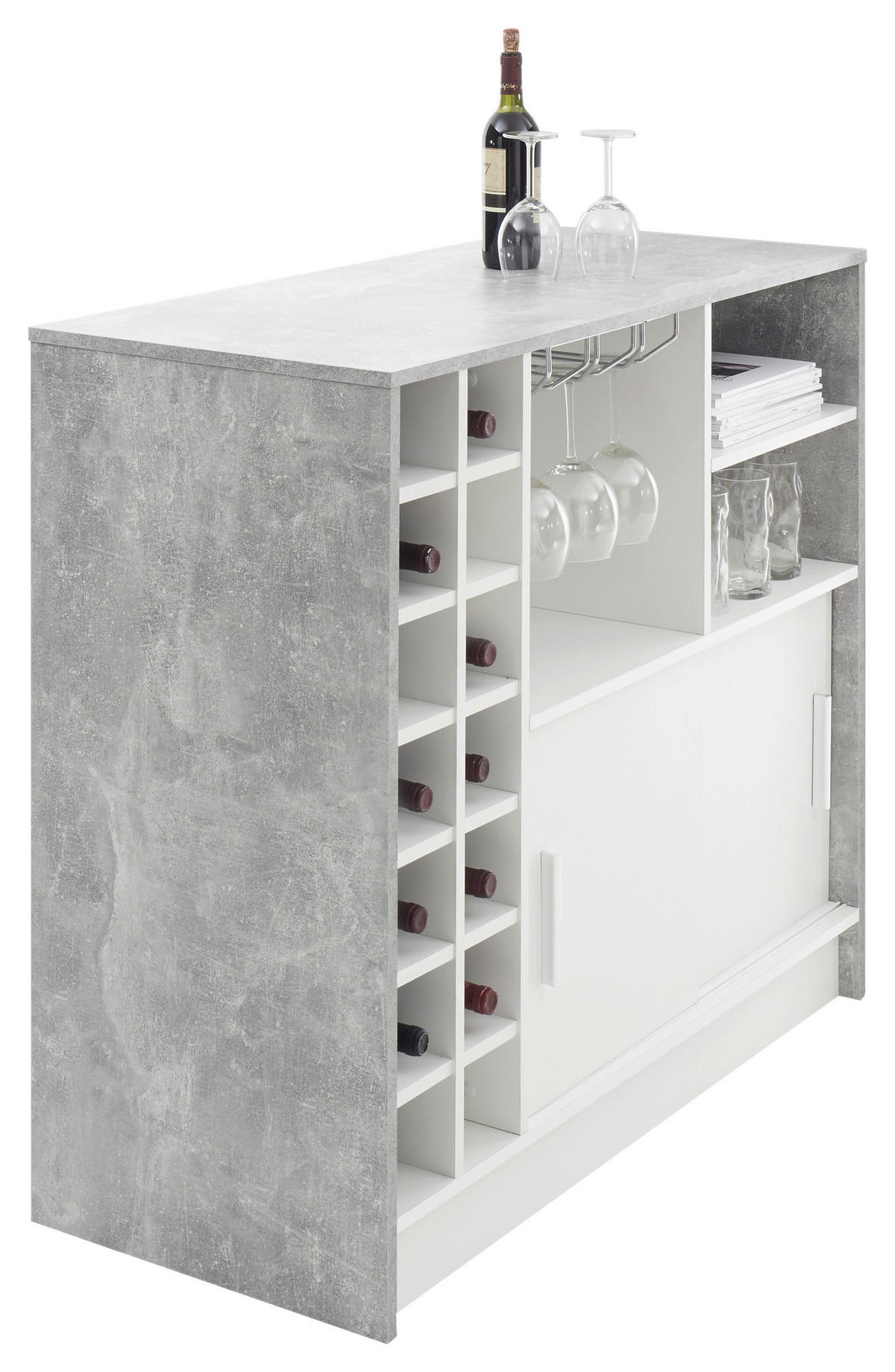 BÁRASZTAL  - világosszürke/krómszínű, Modern, faalapú anyag/fém (110/48/100cm) - MID.YOU