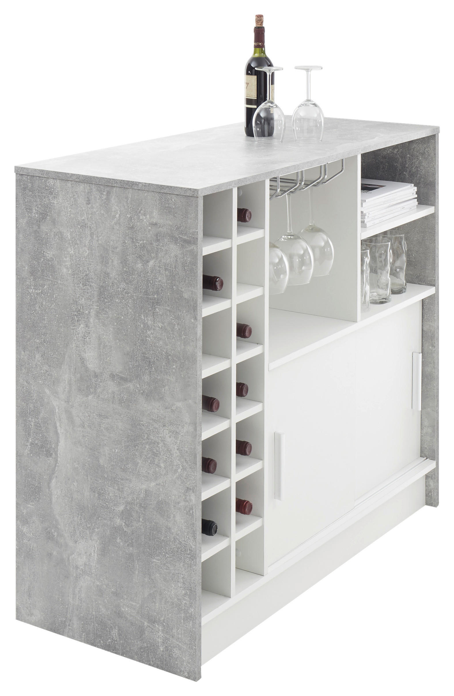 Bartisch Planter 110x48x100 cm Hellgrau/Weiß mit Stauraum