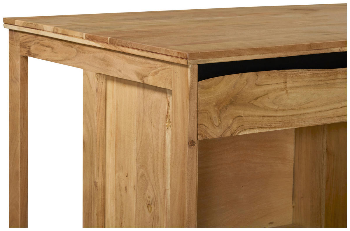 KÜCHENINSEL 125/94/80 cm  in Schwarz, Akaziefarben  - Schwarz/Akaziefarben, Natur, Holz (125/94/80cm) - Livetastic