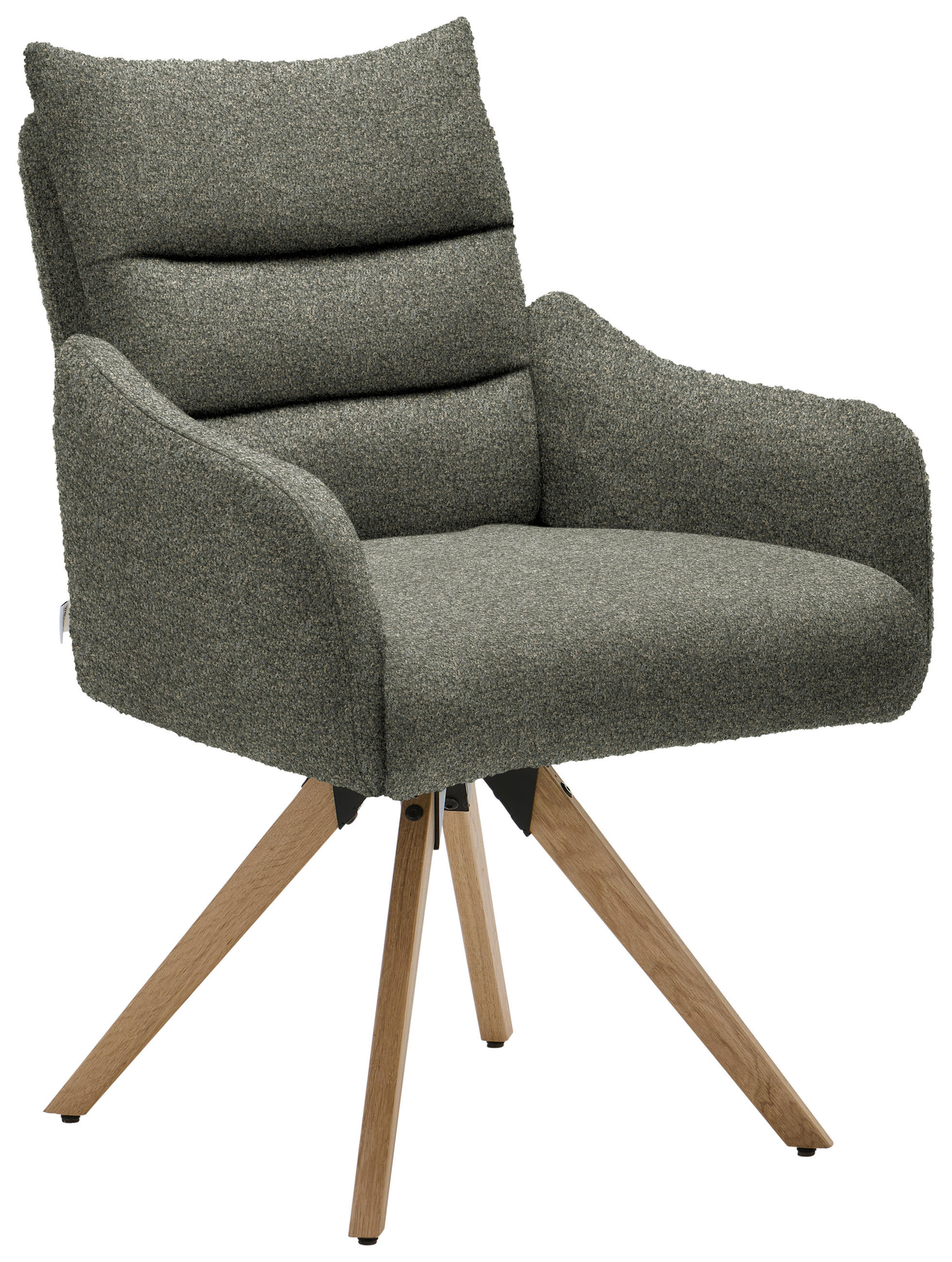 ARMLEHNSTUHL  Beinauswahl, Lederauswahl, Stoffauswahl, Gestellauswahl, Sitzfläche 180° drehbar, automatische Rückholfunktion Chenille  Braun  - Eichefarben/Braun, Design, Holz/Textil (62/86/68cm) - Welnova