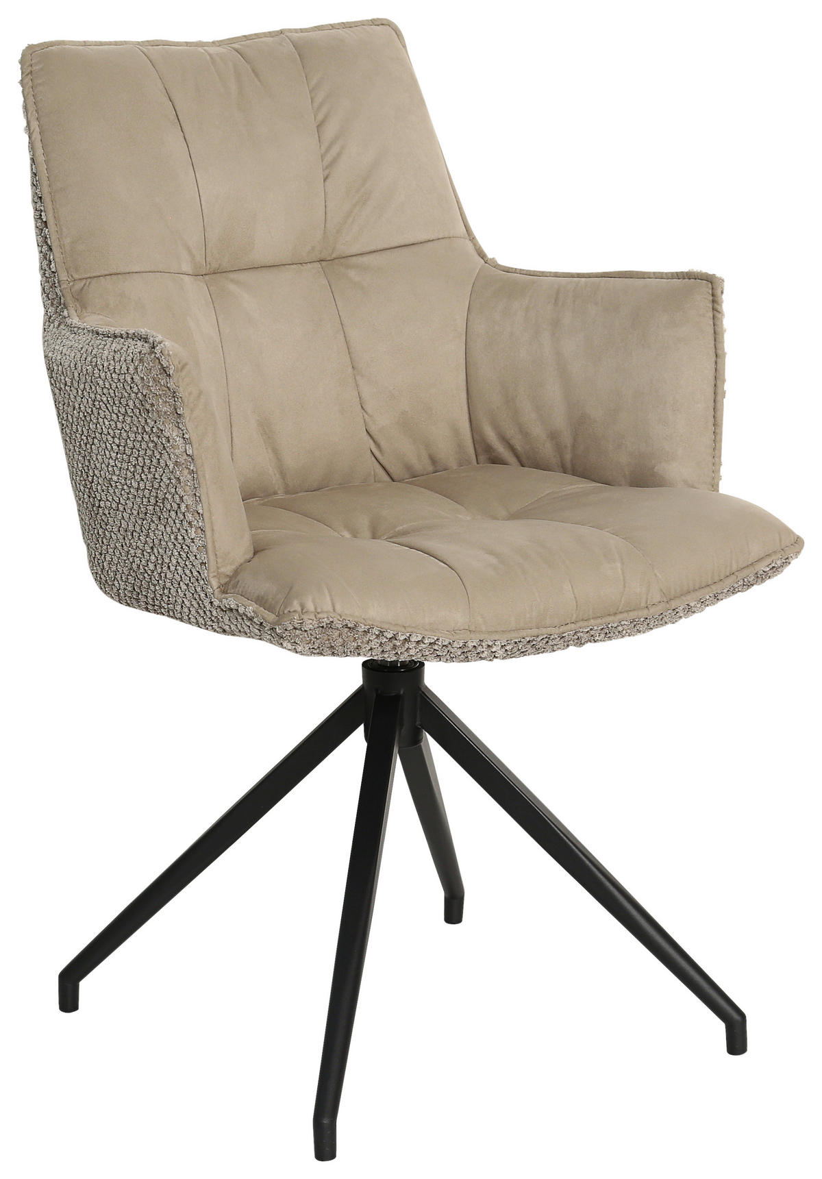 ARMLEHNSTUHL  in Eisen Mikrofaser, Teddystoff  - Taupe/Schwarz, Design, Textil/Metall (59/90/62,5cm) - Novel