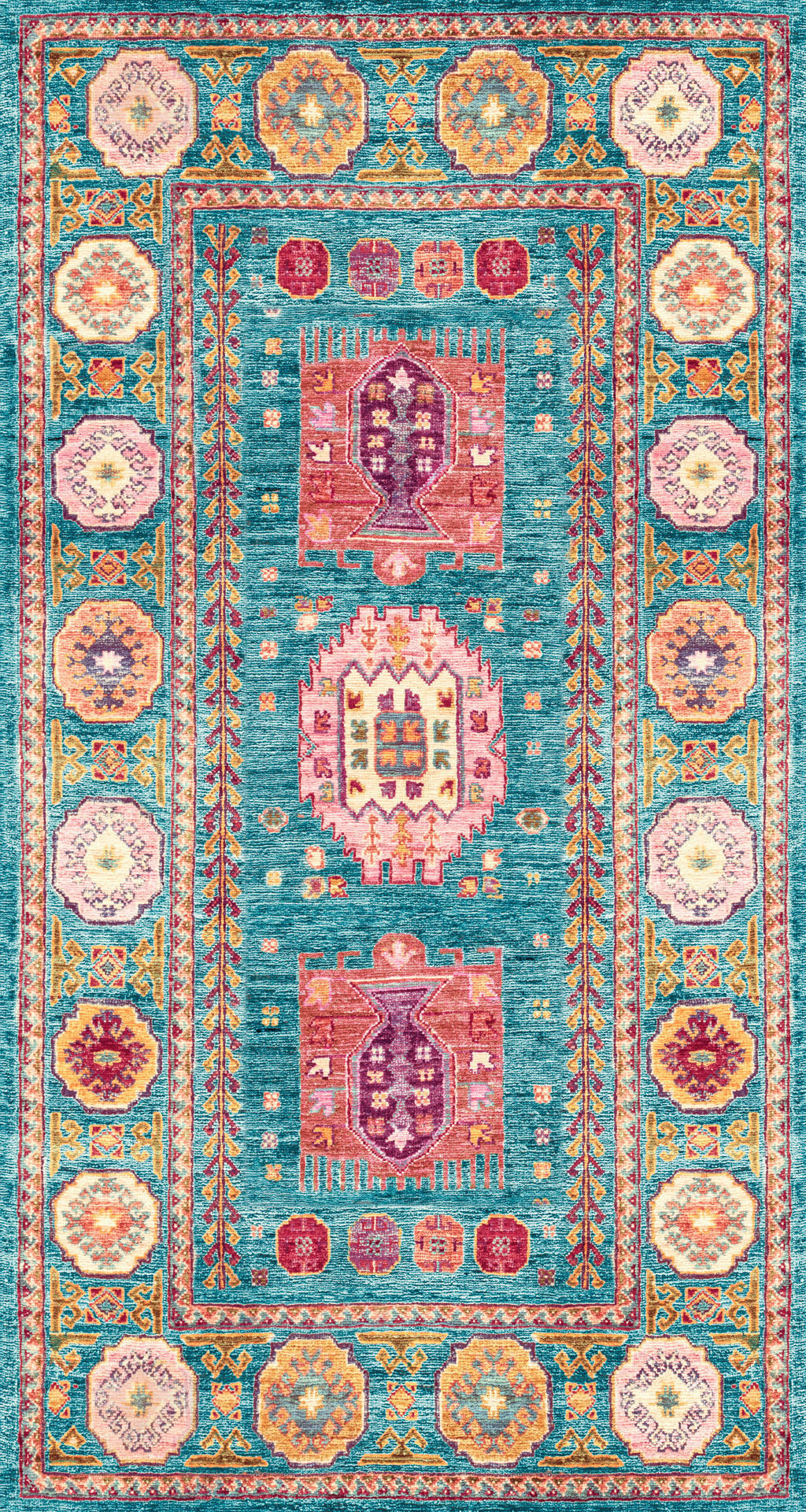 VINTAGE-TEPPICH Cortea Zylar 80/150 cm  in Hellblau, Dunkelrosa, Elfenbein  - Elfenbein/Dunkelrosa, LIFESTYLE, Kunststoff/Textil (80/150cm) - Lindorug