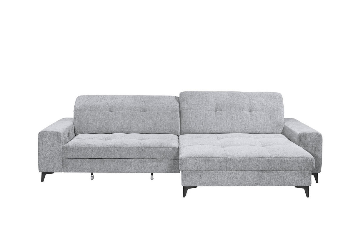 ECKSOFA SORELLA Hellgrau Mikrovelours Kopfteilverstellung, Sitztiefenverstellung  - Hellgrau/Schwarz, Design, Kunststoff/Textil (328/182cm) - MID.YOU