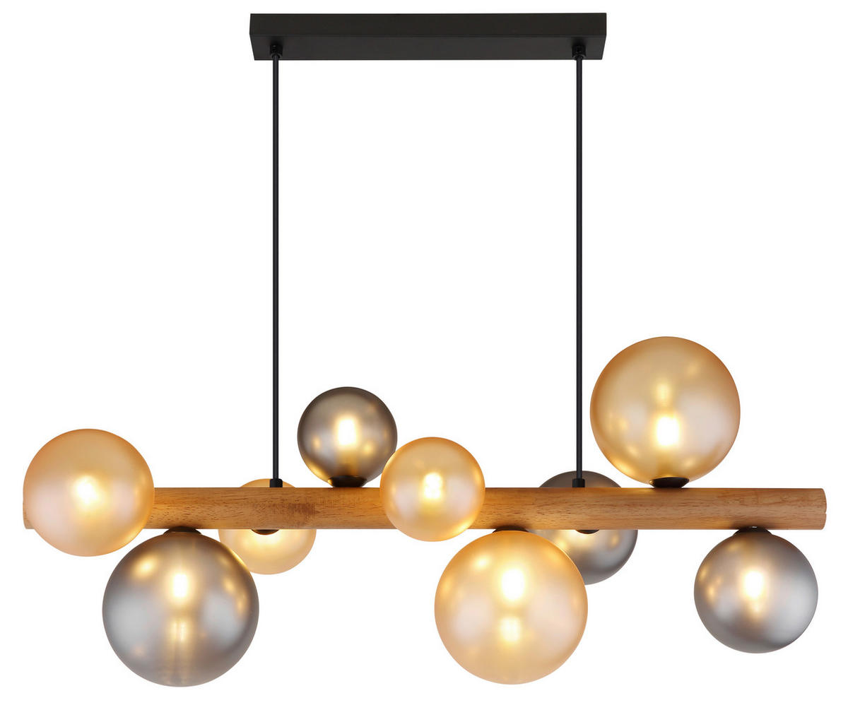 HÄNGELEUCHTE 78/29/150 cm  - Dunkelbraun/Schwarz, Basics, Glas/Holz (78/29/150cm) - Globo