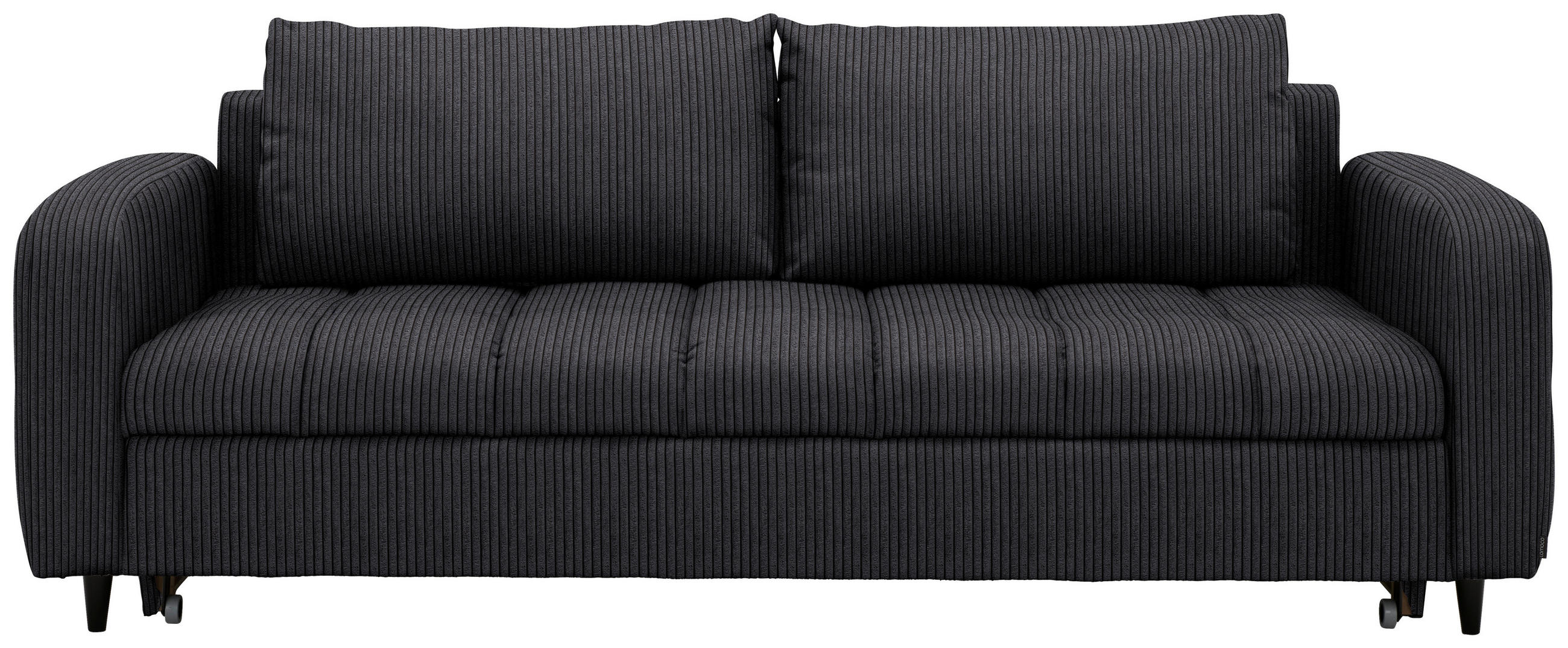 SCHLAFSOFA Cord, Velours Anthrazit Stoffauswahl, Bettfunktion erhältlich, Rücken echt, Armteil links, Armteil rechts  - Anthrazit/Schwarz, Design, Holz/Textil (236/88/101cm) - Lomoco