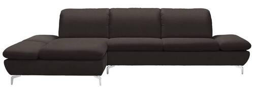 ECKSOFA in Echtleder Dunkelbraun  200/315 cm  - Dunkelbraun/Silberfarben, Design, Leder/Metall (200/315cm) - Chilliano