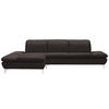 ECKSOFA in Echtleder Dunkelbraun  200/315 cm  - Dunkelbraun/Silberfarben, Design, Leder/Metall (200/315cm) - Chilliano