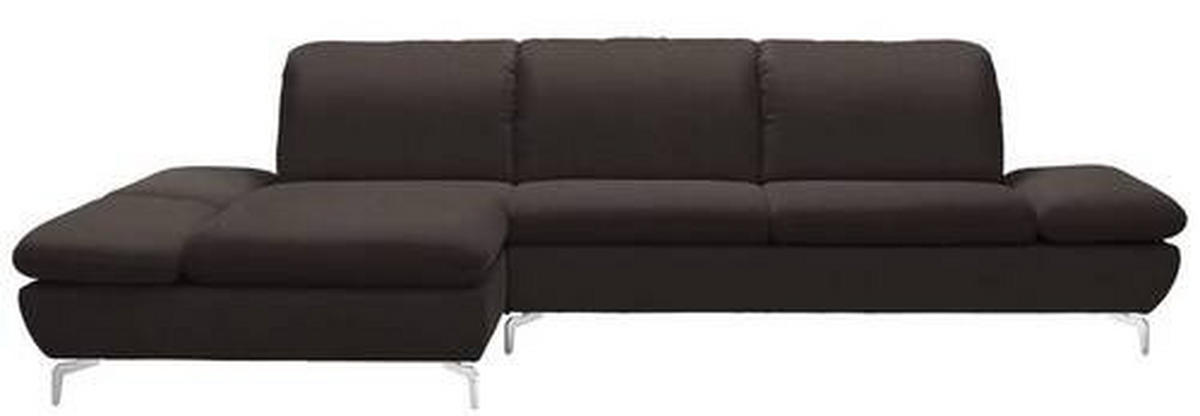 ECKSOFA in Echtleder Dunkelbraun  200/315 cm  - Dunkelbraun/Silberfarben, Design, Leder/Metall (200/315cm) - Chilliano